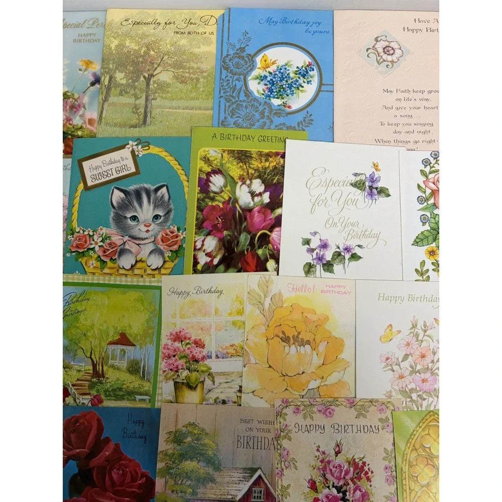 Vintage Birthday Cards Some Fronts ONLY Scrapbooking Crafts Decoupage Lot of 50+